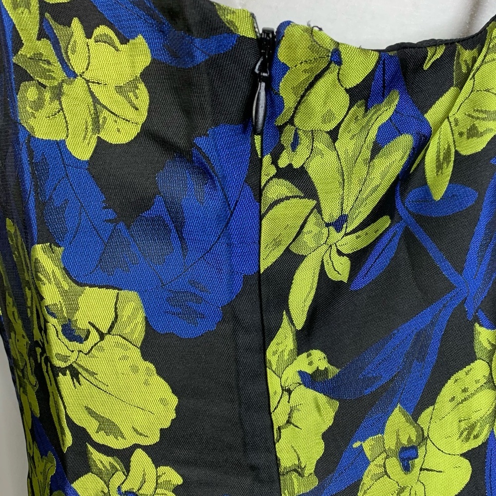 LuLu's Dress Absolutely Exquisite Large Black Blue Floral Jacquard Club Party - Picture 9 of 12